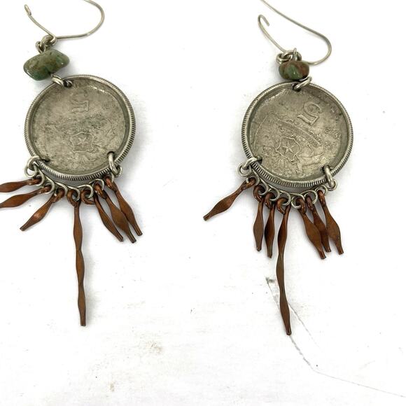 Vintage Latin Coin Earrings Chili Copper 1972 - Picture 1 of 4